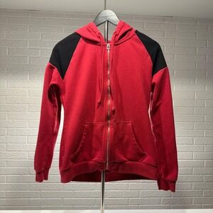 True Religion Womens‎ Red Black Zip Up Hoodie Sweatshirt M/M